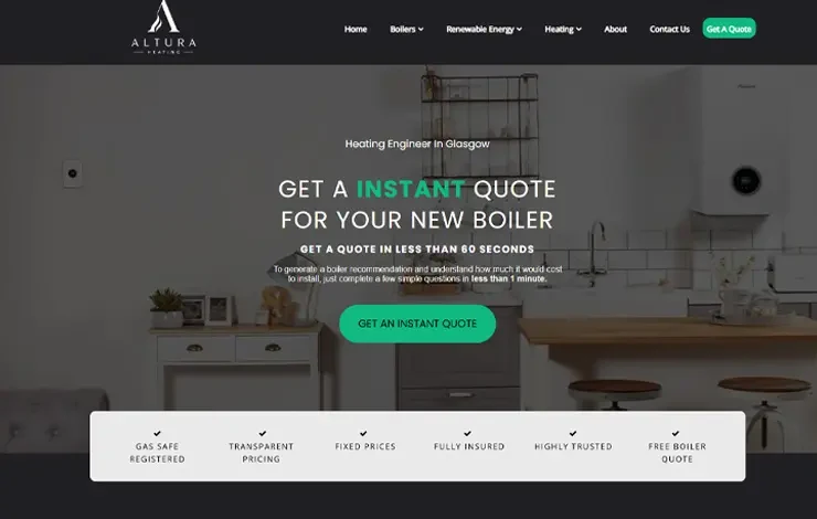 Altura Heating website design from the Crovio Digital portfolio